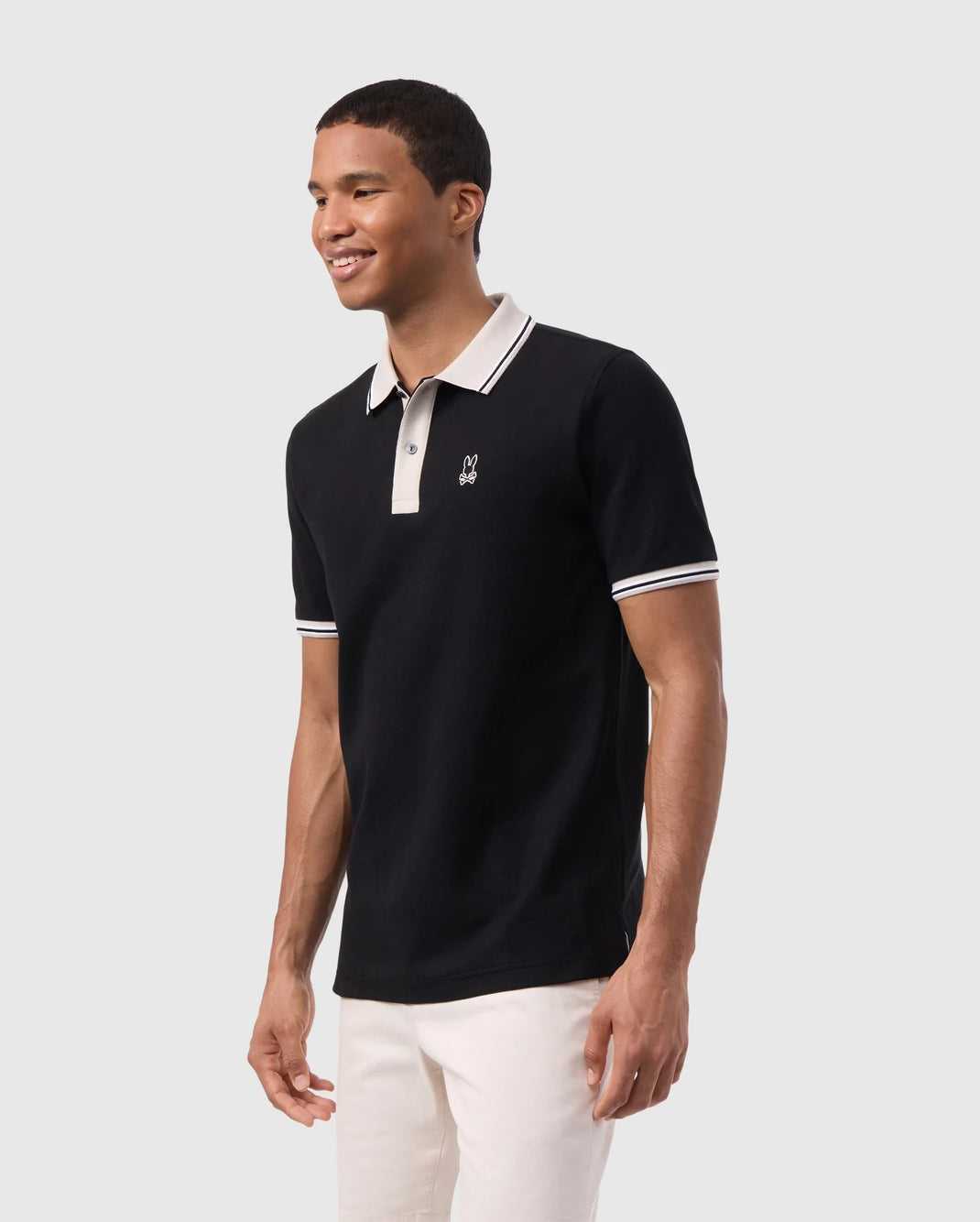 Polos Psycho Bunny Salina Pique Polo Shirt Noir Homme | NYF-44406655